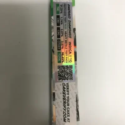 Emerald Diamonds Cake cart, 1g 510 cartridge, potent hybrid with gas, pine and sweet