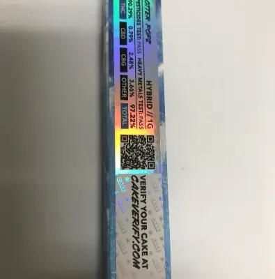 Otter Popz Cake cart, 1g 510 cartridge, balanced hybrid with ice pop and mixed fruit