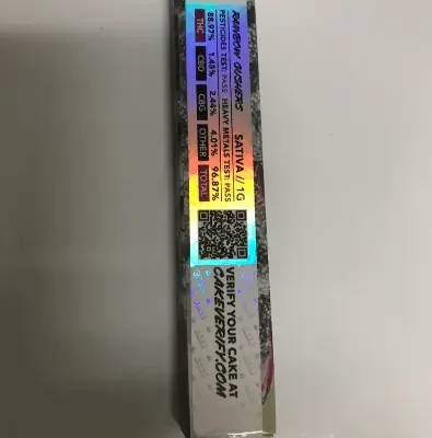 Rainbow Gushers Cake cart, 1g 510 cartridge, balanced hybrid with tropical candy and berry