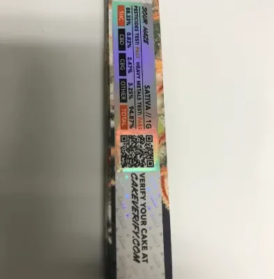Sour Haze Cake cart, 1g 510 cartridge, sativa dominant with sour lemon and haze