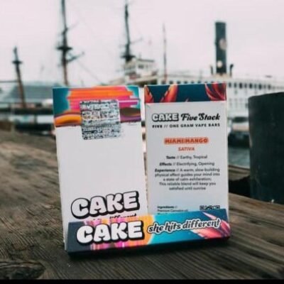 Miami Mango Cake disposable vape pen, 1g Gen 3 sativa-leaning hybrid with ripe mango flavor