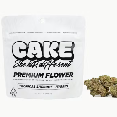 Tropical Sherbet Cake flower, 3.5g jar of whole buds, tropical sherbet, smooth aroma