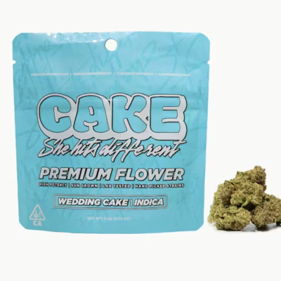 Wedding Cake Cake flower, 3.5g jar of whole buds, balanced hybrid, sweet creamy cake aroma